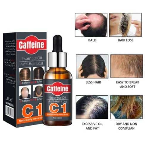 HUILE ESSENTIELLE À LA CAFÉINE ANTI-CHUTE DE CHEVEUX