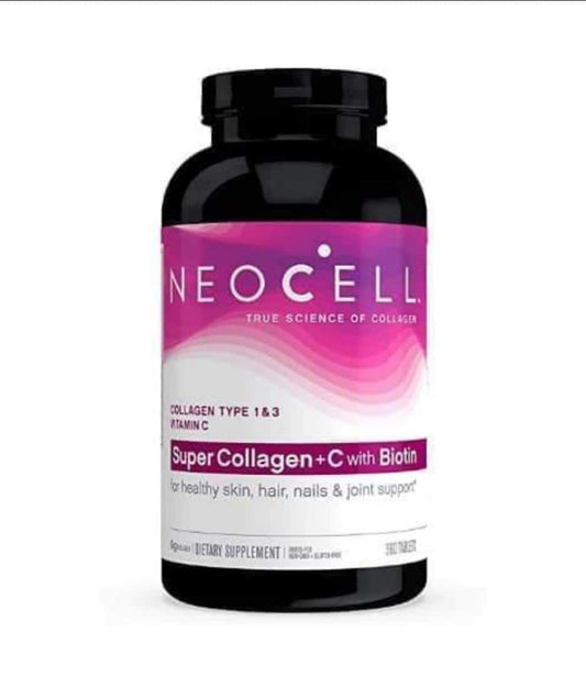 NeoCell Super Collagen + C avec Biotine Type de collagène : Type 1 &amp; 3 Vitamines : Vitamine C + Biotine